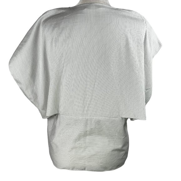 & Other Stories Gray & White Mini Stripe Cotton V-Neck Kimono Sleeve Top… - Picture 3 of 13